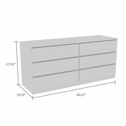 60" White Six Drawer Double Dresser-7