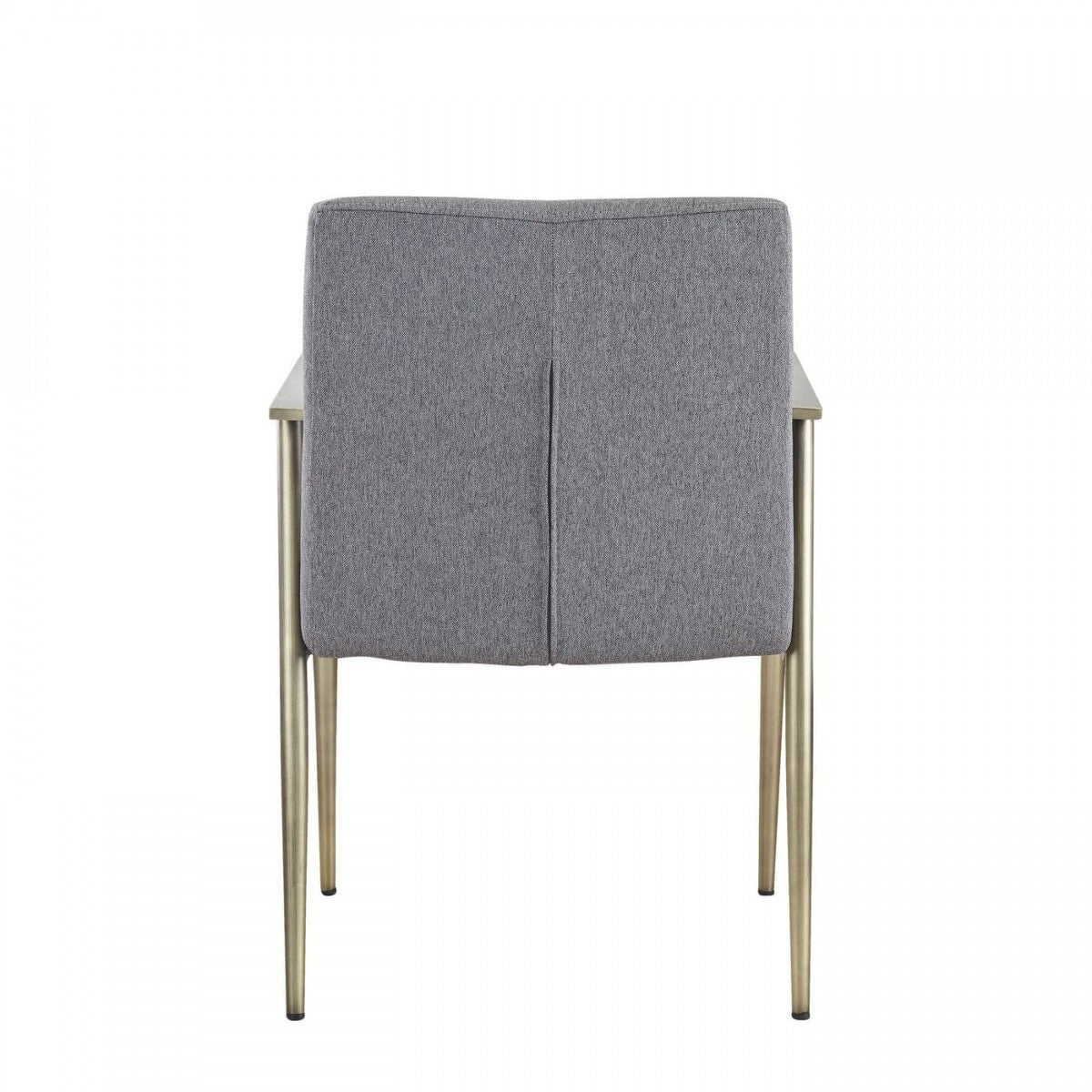 Gray and Antiqued Brass Upholstered Fabric Dining Arm Chair-3