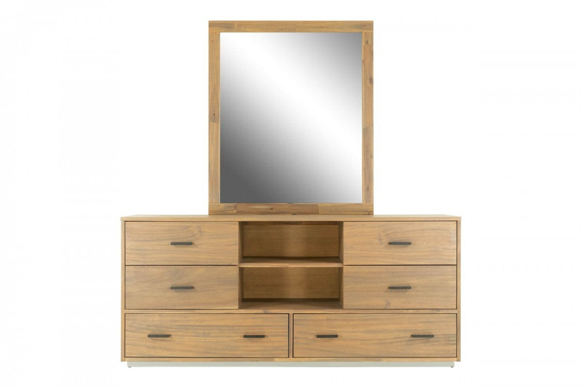 63" Walnut Six Drawer Combo Dresser-1
