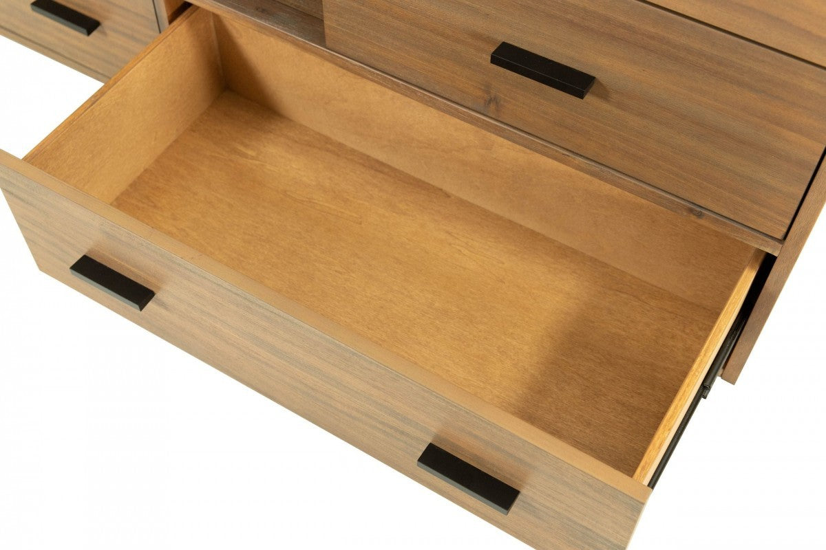 63" Walnut Six Drawer Combo Dresser-4