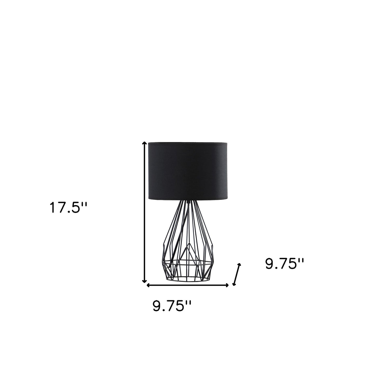 18” Asymmetric Black Cage Metal Table Lamp-7