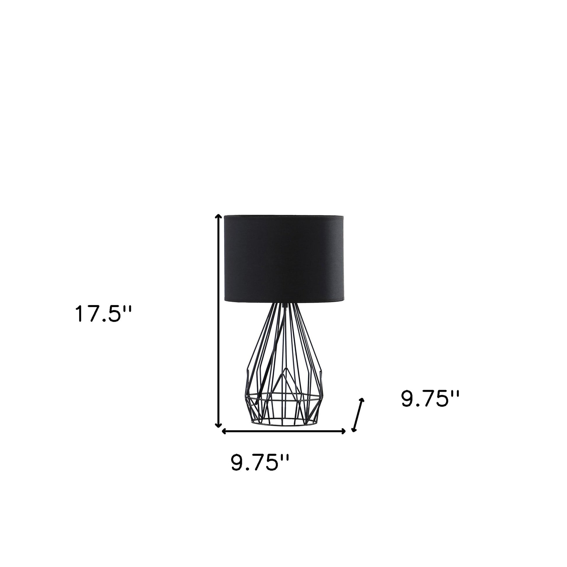 18” Asymmetric Black Cage Metal Table Lamp-7