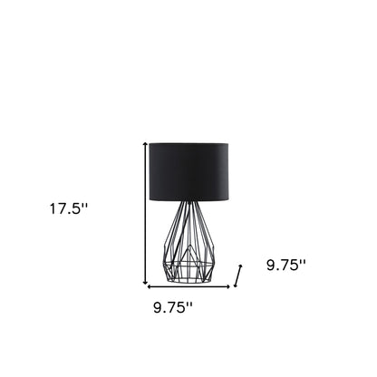 18” Asymmetric Black Cage Metal Table Lamp-7