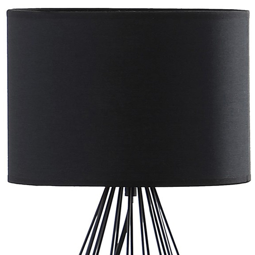 18” Asymmetric Black Cage Metal Table Lamp-4