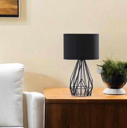 18” Asymmetric Black Cage Metal Table Lamp-0