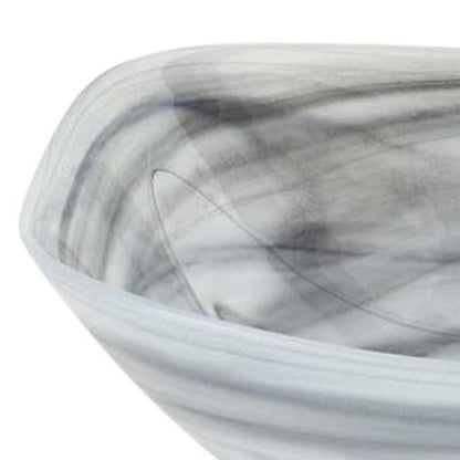 10" Gray And White Alabaster Glass Square Salad Bowl-2
