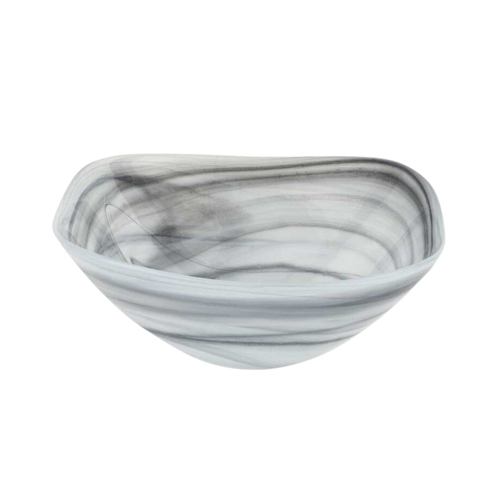 10" Gray And White Alabaster Glass Square Salad Bowl-1