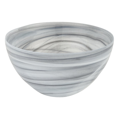 6" Gray And White Alabaster Glass Round Candy or Nut Bowl-1