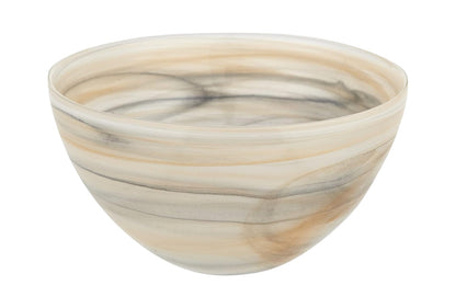 6" Taupe And White Alabaster Glass Round Candy or Nut Bowl-1