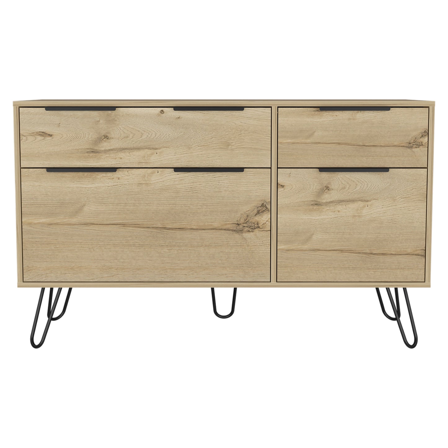 47" Brown and Black Four Drawer Double Dresser-1