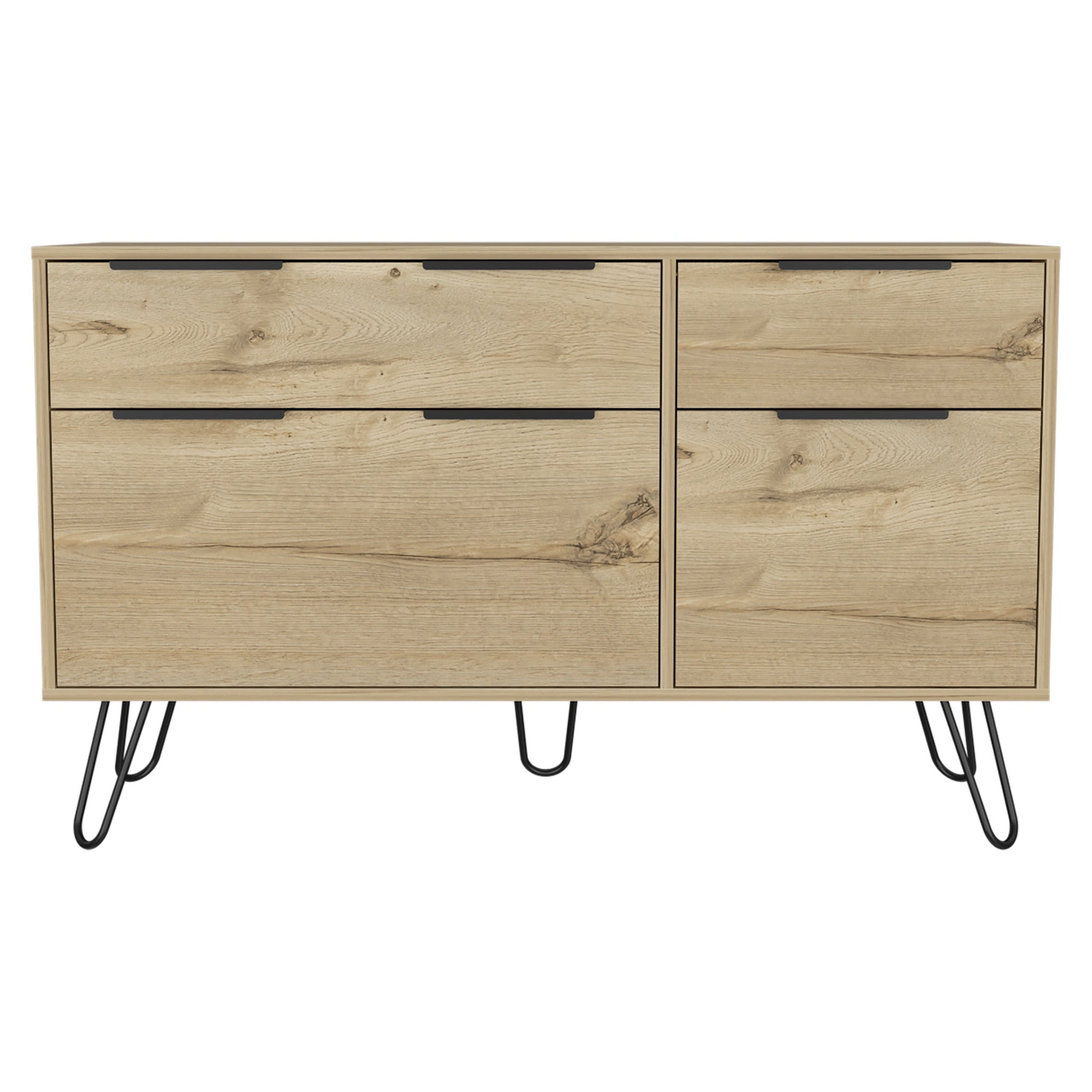 47" Brown and Black Four Drawer Double Dresser-1