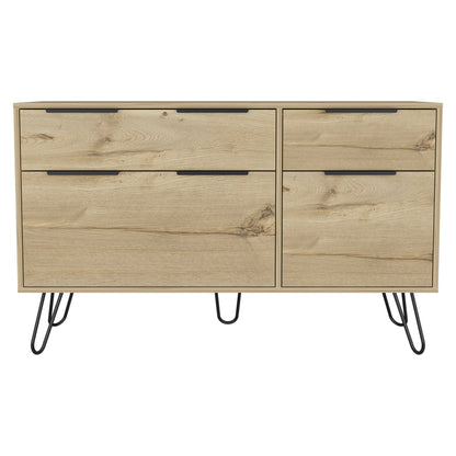 47" Brown and Black Four Drawer Double Dresser-1