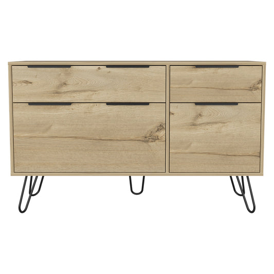 47" Brown and Black Four Drawer Double Dresser-1