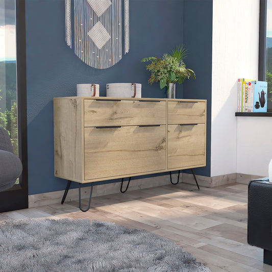 47" Brown and Black Four Drawer Double Dresser-5