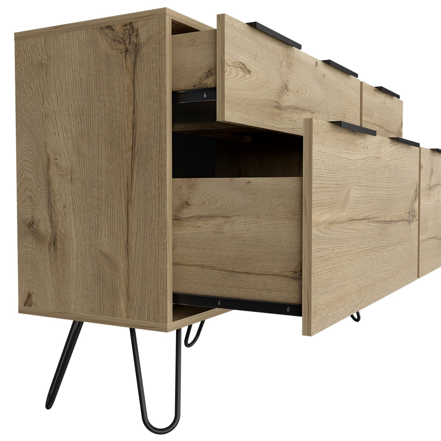 47" Brown and Black Four Drawer Double Dresser-2