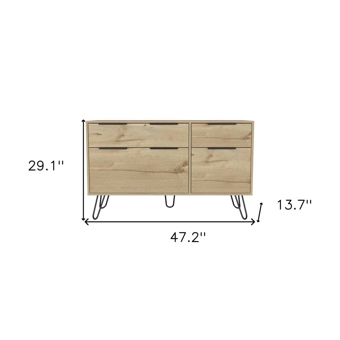 47" Brown and Black Four Drawer Double Dresser-7