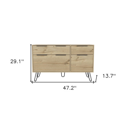 47" Brown and Black Four Drawer Double Dresser-7