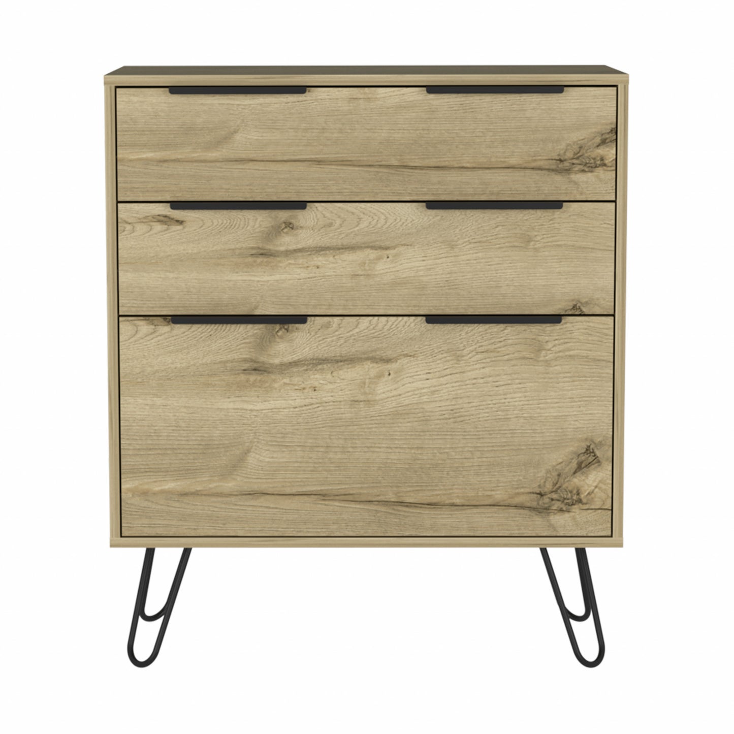 30" Brown and Black Three Drawer Dresser-1