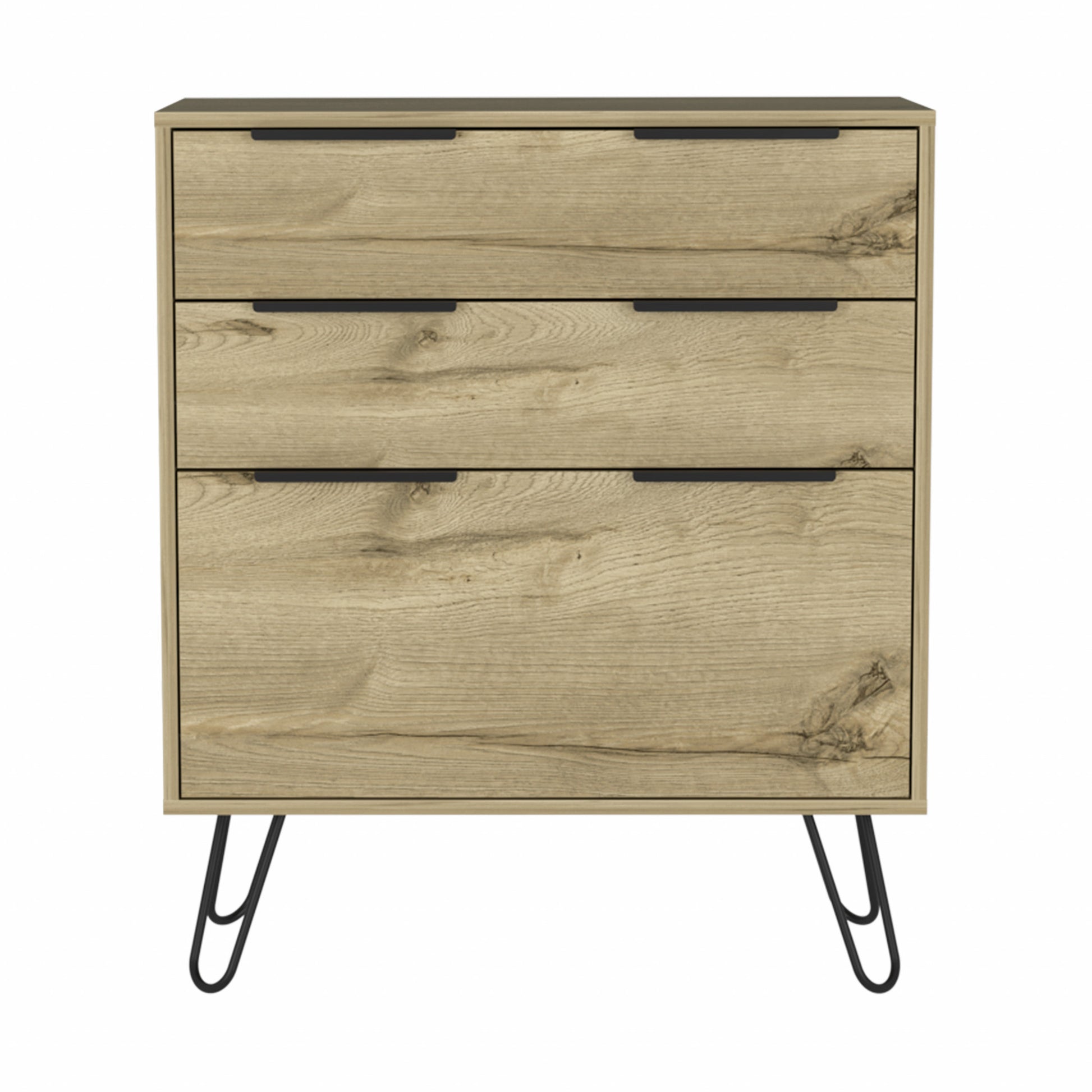 30" Brown and Black Three Drawer Dresser-1