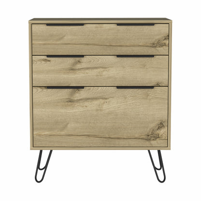 30" Brown and Black Three Drawer Dresser-1