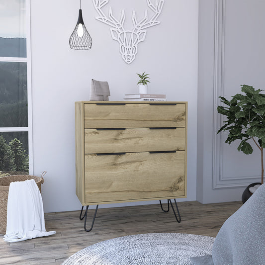 30" Brown and Black Three Drawer Dresser-5