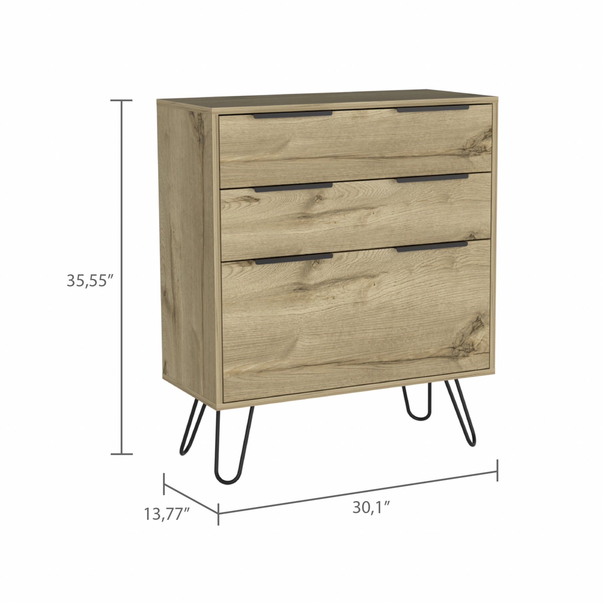 30" Brown and Black Three Drawer Dresser-7