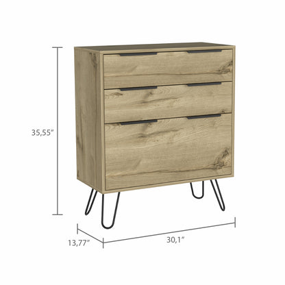 30" Brown and Black Three Drawer Dresser-7