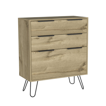 30" Brown and Black Three Drawer Dresser-2