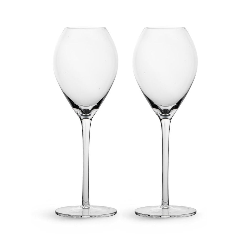 Set of Two Clear Crystal Glass Tuliped Bowl Stemmed Champagne Glass-1