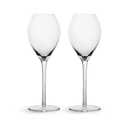 Set of Two Clear Crystal Glass Tuliped Bowl Stemmed Champagne Glass-1