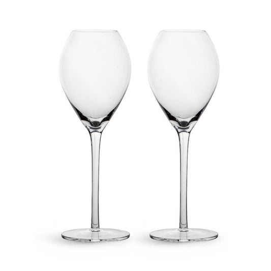 Set of Two Clear Crystal Glass Tuliped Bowl Stemmed Champagne Glass-1