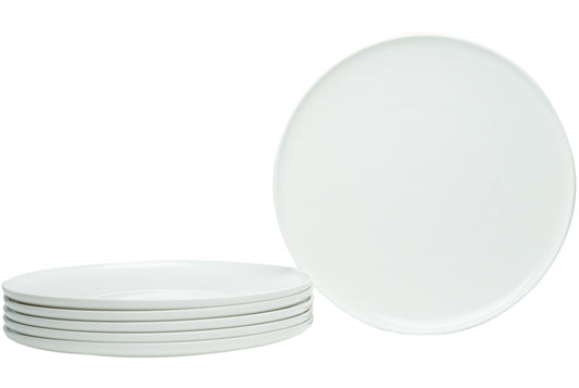 White Six Piece Round Coupe Porcelain Service For Six Dinner Plate Set-0