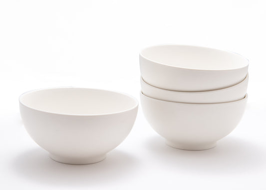 White Four Piece Porcelain Service For Four Bowl Set-0