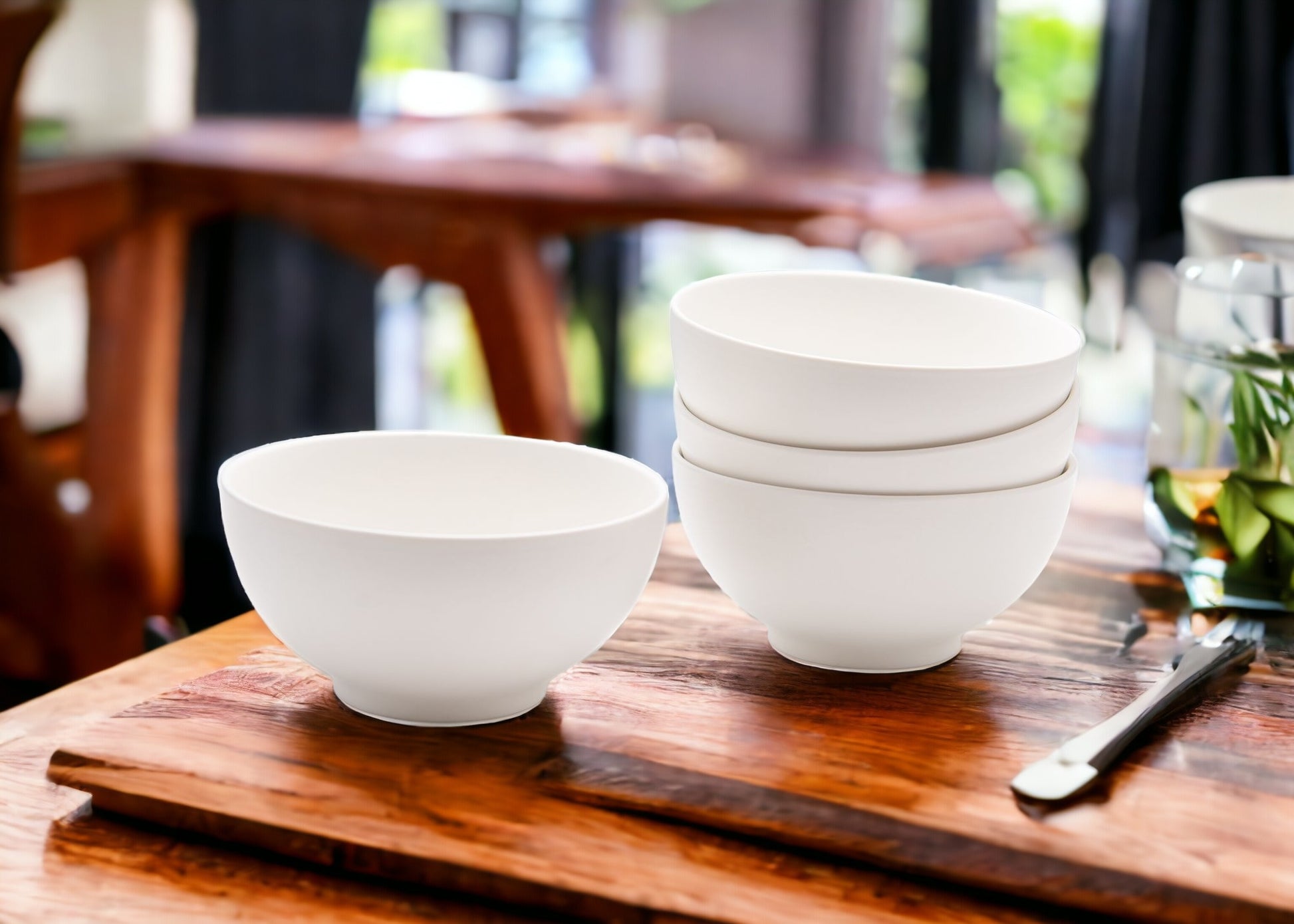 White Four Piece Porcelain Service For Four Bowl Set-1