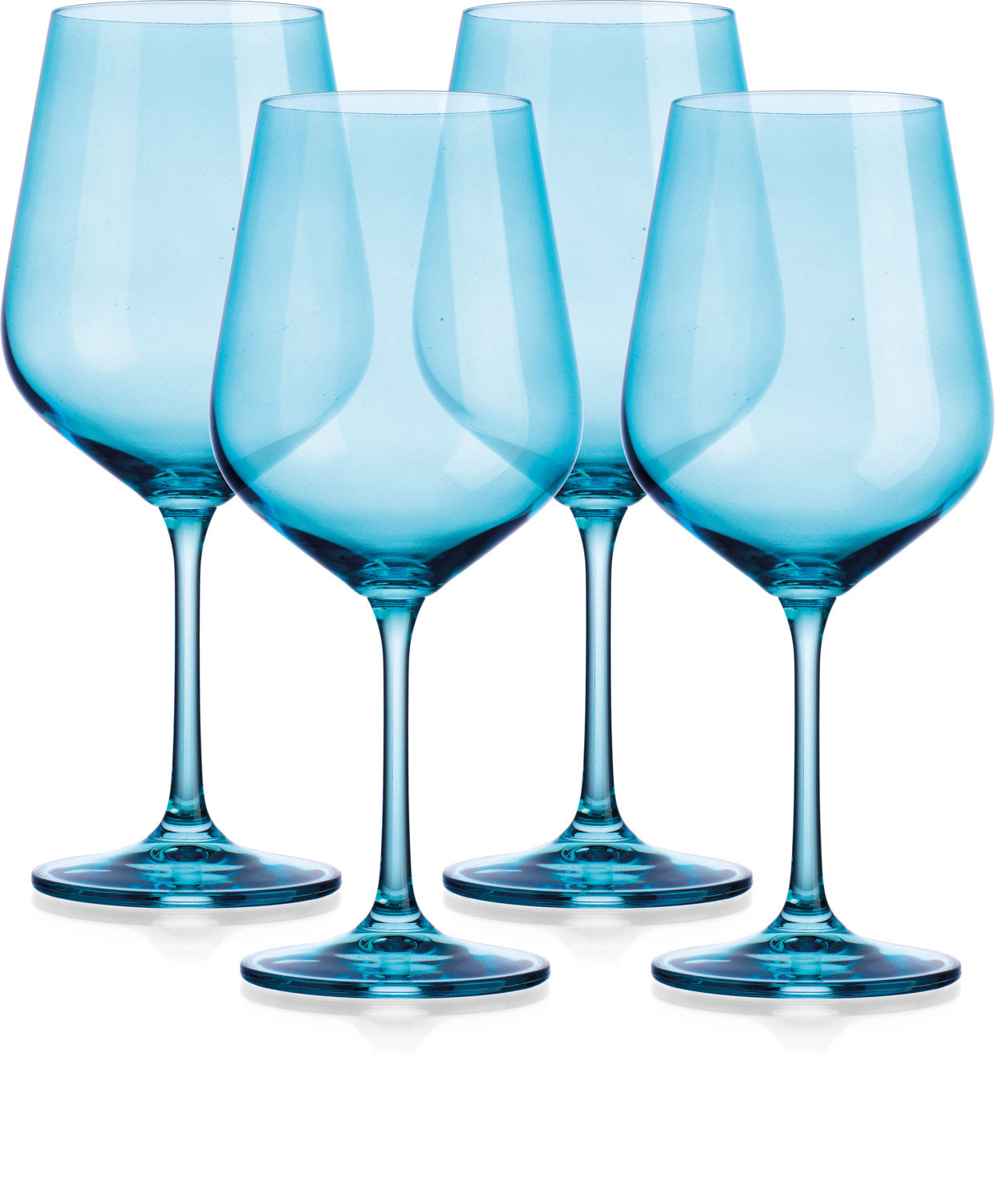 Set of Four Blue Crystal Balloon Bowl Stemmed Red Wine Glass-1