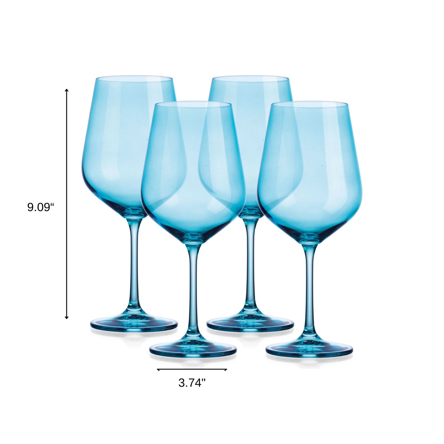 Set of Four Blue Crystal Balloon Bowl Stemmed Red Wine Glass-4