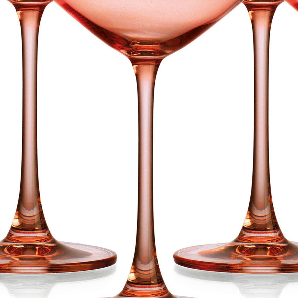 Set of Four Coral Crystal Shallow Bowl Stemmed Coupe-3