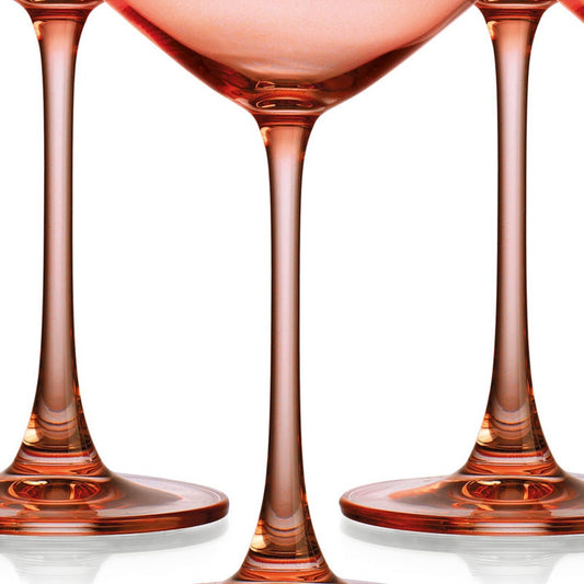 Set of Four Coral Crystal Shallow Bowl Stemmed Coupe-3