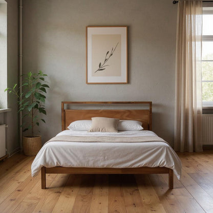 Brown Wood And California King Bed Frame-0