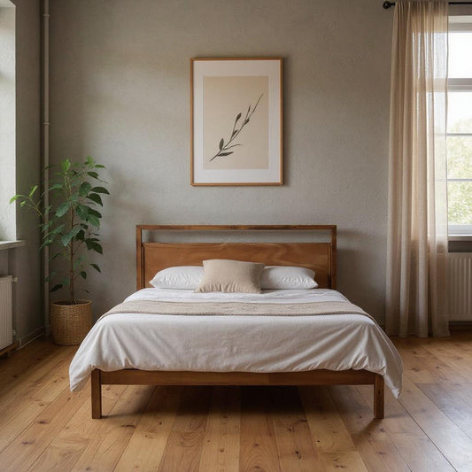 Brown Wood And California King Bed Frame-0