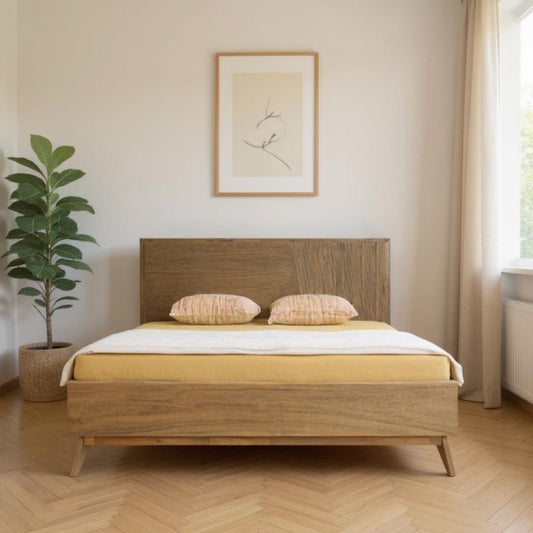 Natural Wood King Bed Frame-0