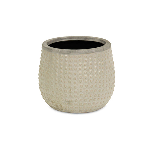 7" Beige Dot Ceramic Indoor Outdoor Round Pot Planter-3