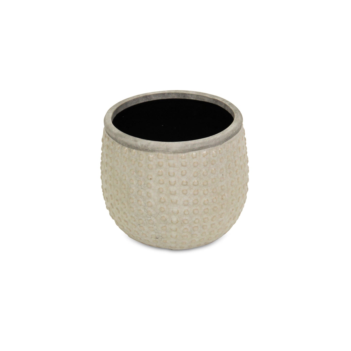 6" Beige Dot Ceramic Indoor Outdoor Round Pot Planter-2