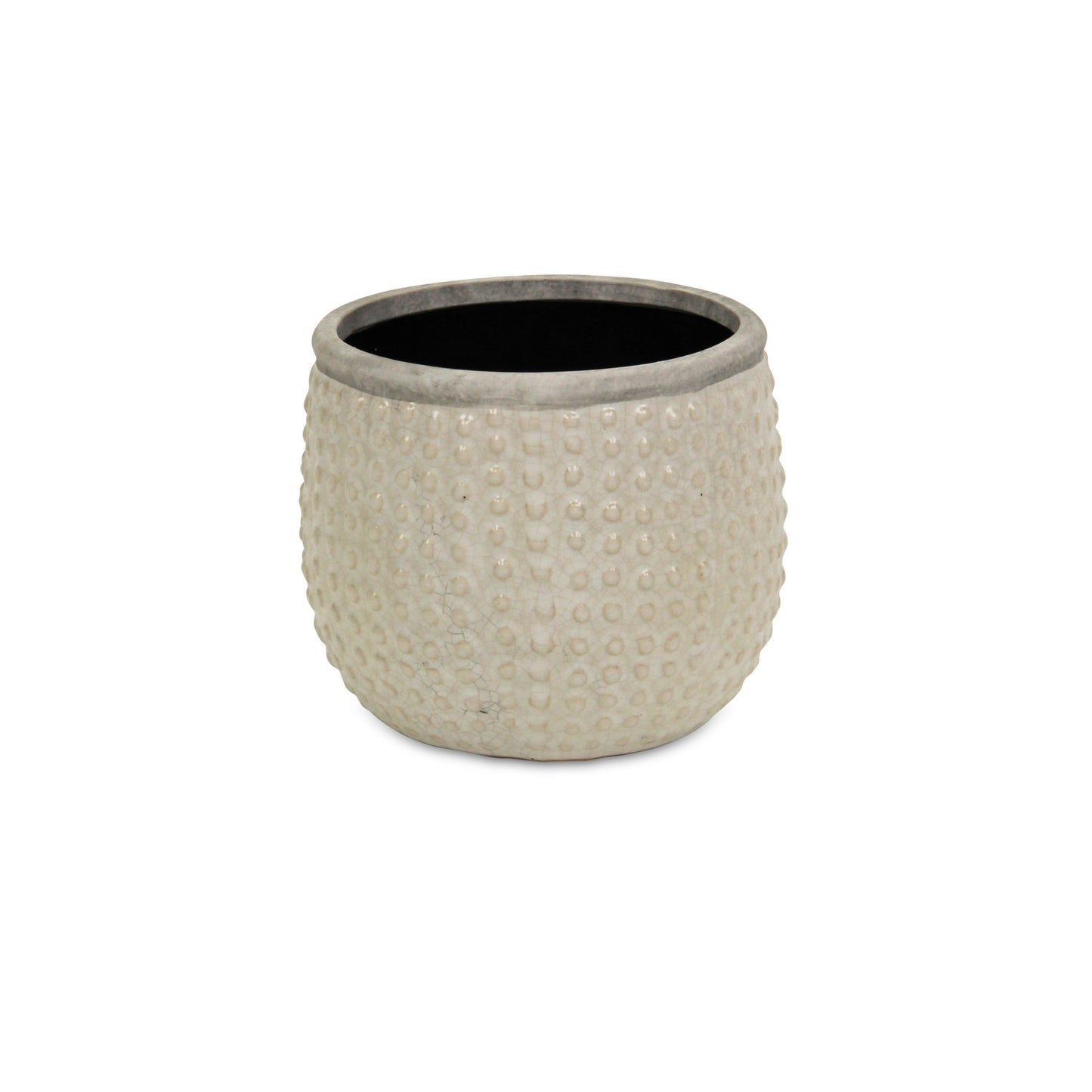 6" Beige Dot Ceramic Indoor Outdoor Round Pot Planter-3