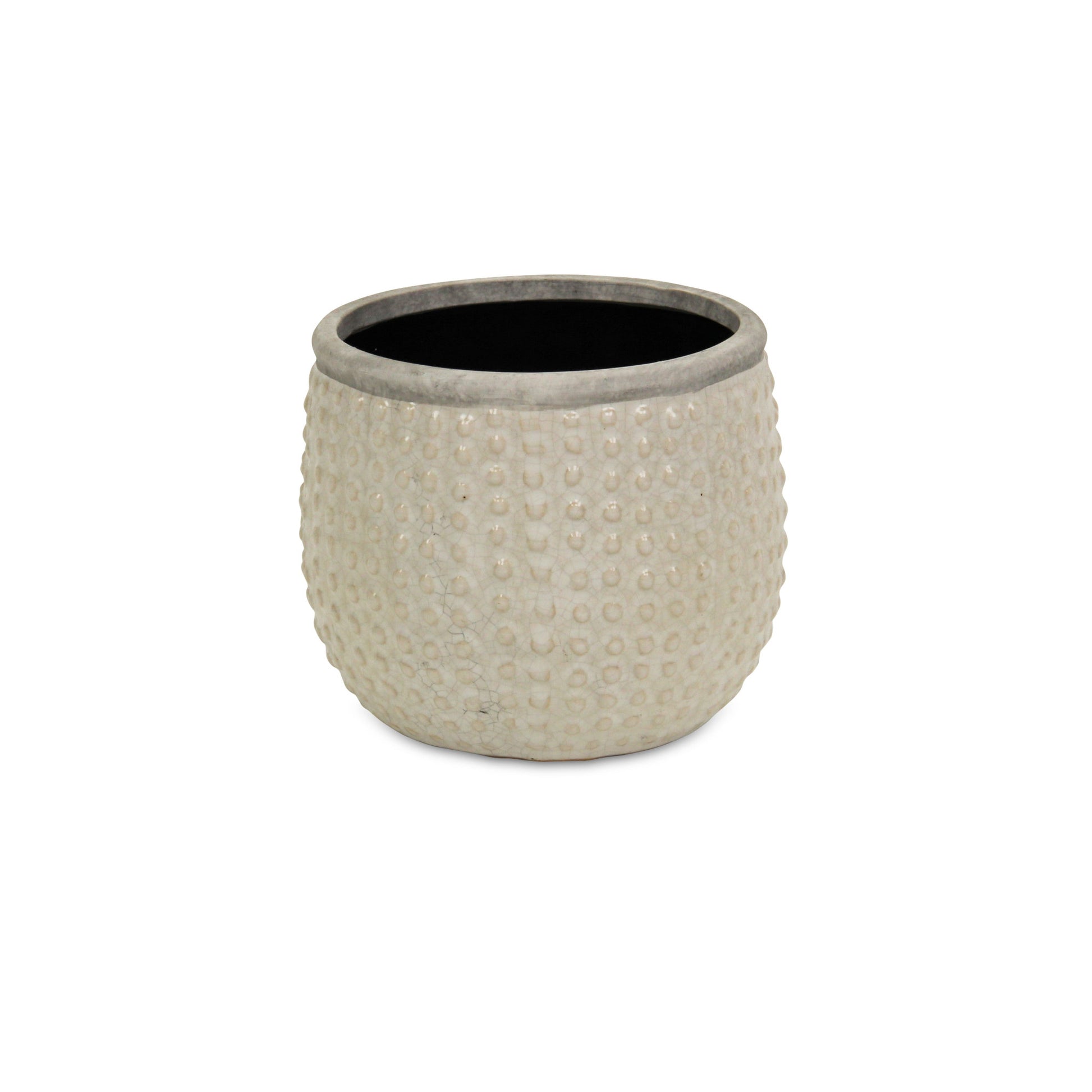 6" Beige Dot Ceramic Indoor Outdoor Round Pot Planter-3