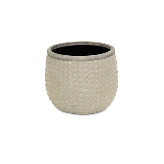 6" Beige Dot Ceramic Indoor Outdoor Round Pot Planter-3