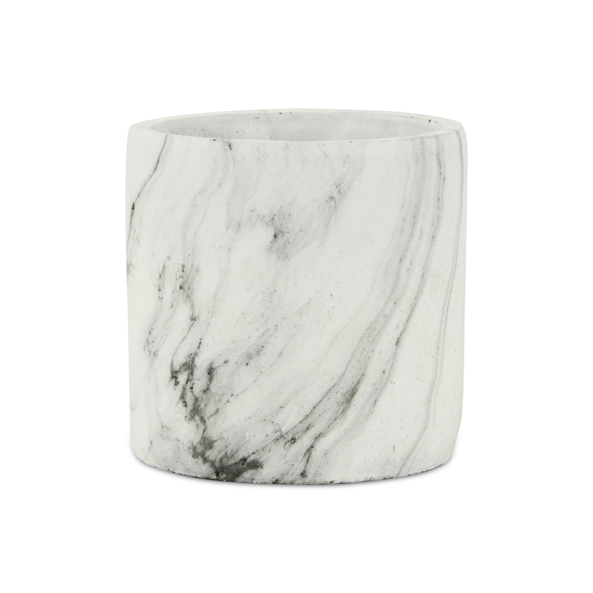 6" White and Gray Marbleized Ceramic Indoor Outdoor Round Pot Planter-2
