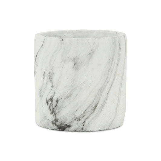 6" White and Gray Marbleized Ceramic Indoor Outdoor Round Pot Planter-2