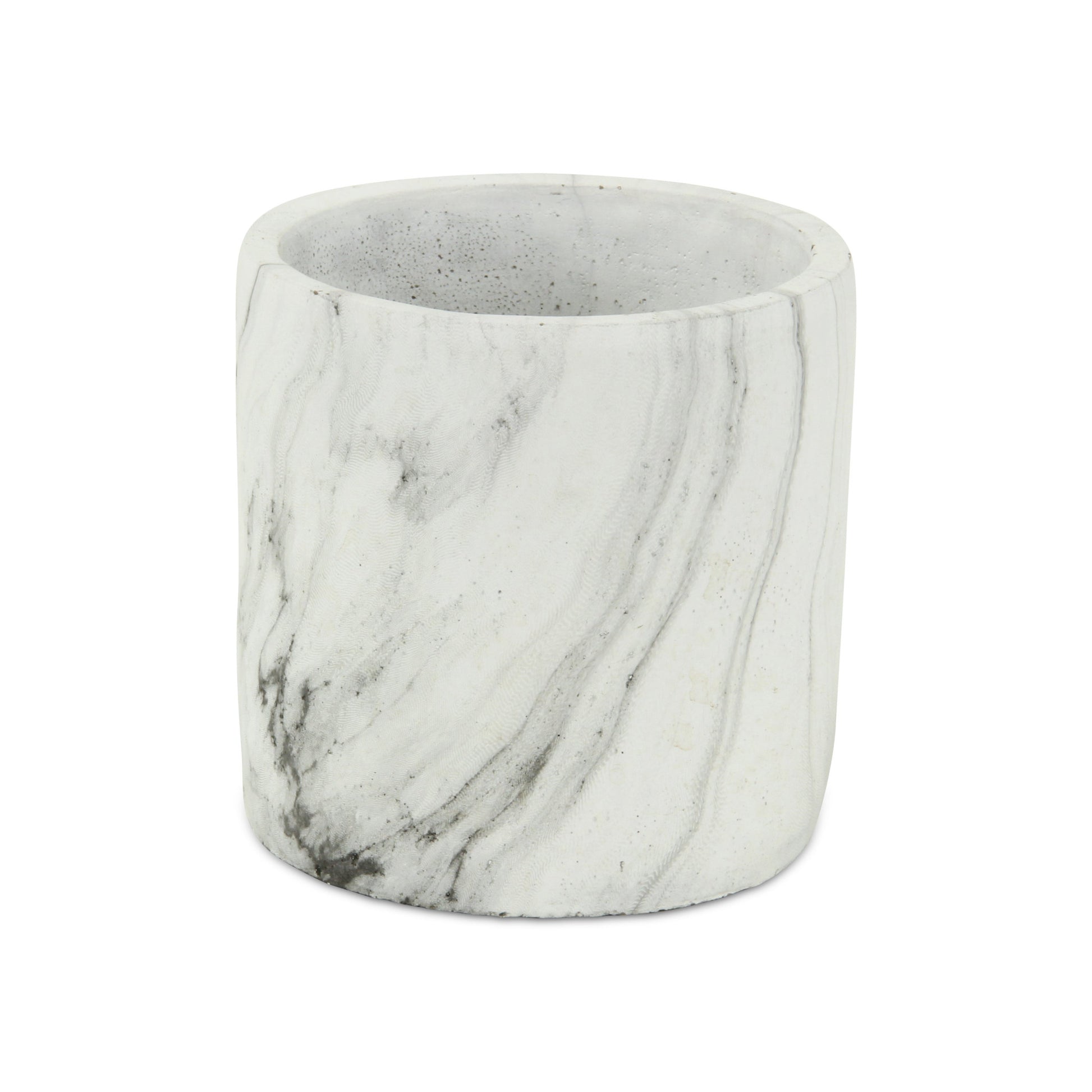6" White and Gray Marbleized Ceramic Indoor Outdoor Round Pot Planter-3