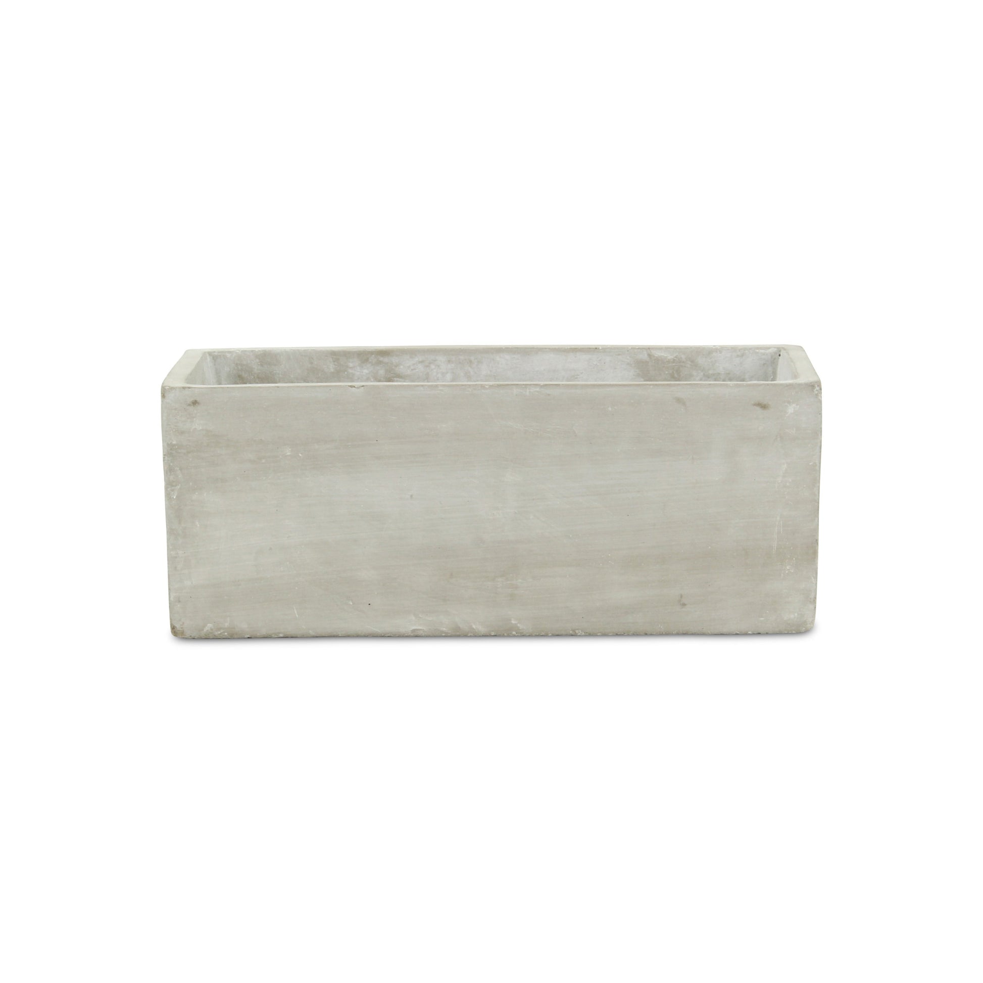 9" Light Gray Cement Indoor Outdoor Rectangular Pot Planter-1